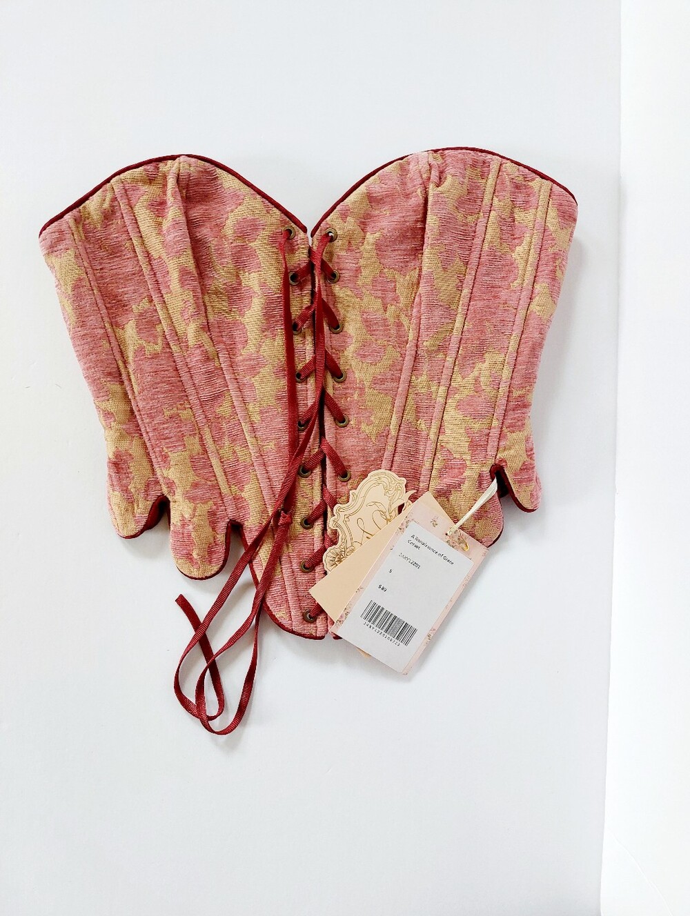 Drippy Romantic Pink & Gold Corset Floral Small Renaissance Costume Halloween - Picture 8 of 10